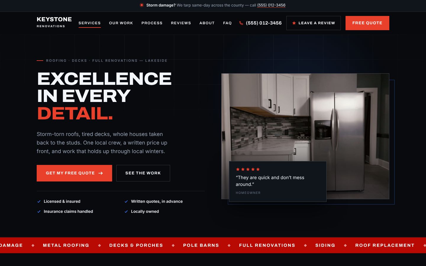 Renovation contractor homepage redesigned by Neutech